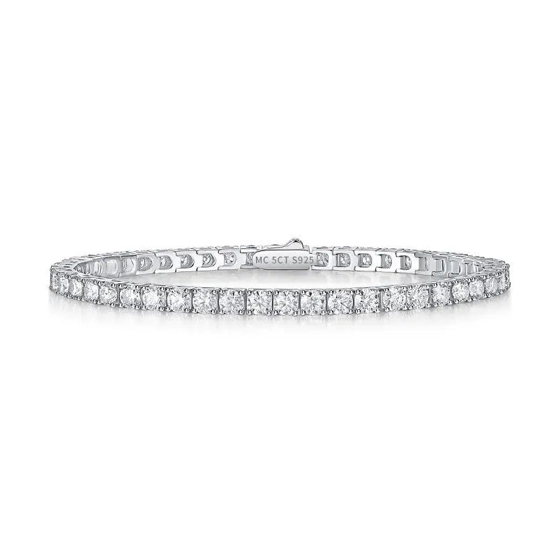 Sterling Silver 925 Moissanite Tennis Bracelet – 0.3CT Full Row Sparkling Moissanite Jewelry