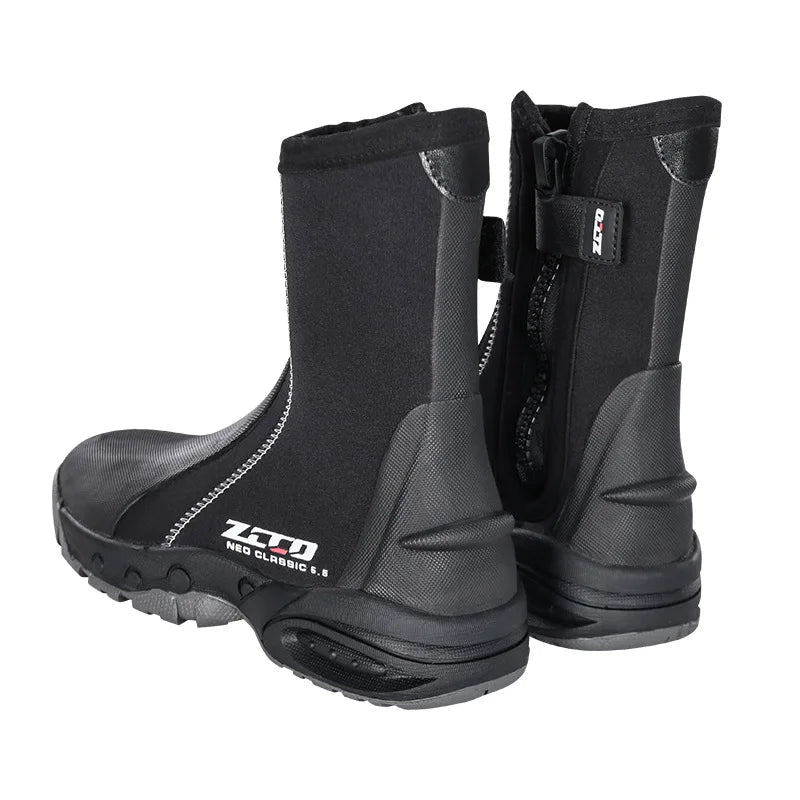 5mm Neoprene Dive Boots with Side Zipper — Unisex Snorkeling & Scuba Diving Shoes for Water Sports