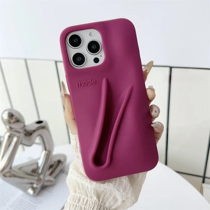 Gray Toast Ribbon iPhone Case - Rhode Style Silicone Cover for iPhone 17 Pro Max Air 16 15 14 13 12 Plus