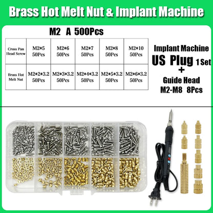 M2 M3 M4 Brass Insert Nuts for Bolt & Screw Implantation – Hot Melt Knurled Thread & Soldering Iron Tip for 3D Printer
