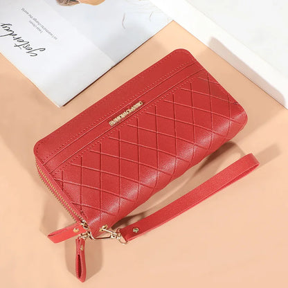 Long Women’s PU Leather Wallet – Double Zipper Tassel Clutch with Coin Purse & Card Holder