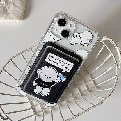 Cute Dog Cartoon Magnetic Phone Card Holder – Back Case Wallet for iPhone 15/14 with MagSafe Slot for ID & Bank Cards
