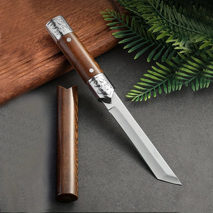 Premium Stainless Steel Utility Knife - Carved Outdoor Pocket Knife for Meat Cutting, Fruit Peeling and Portable Use