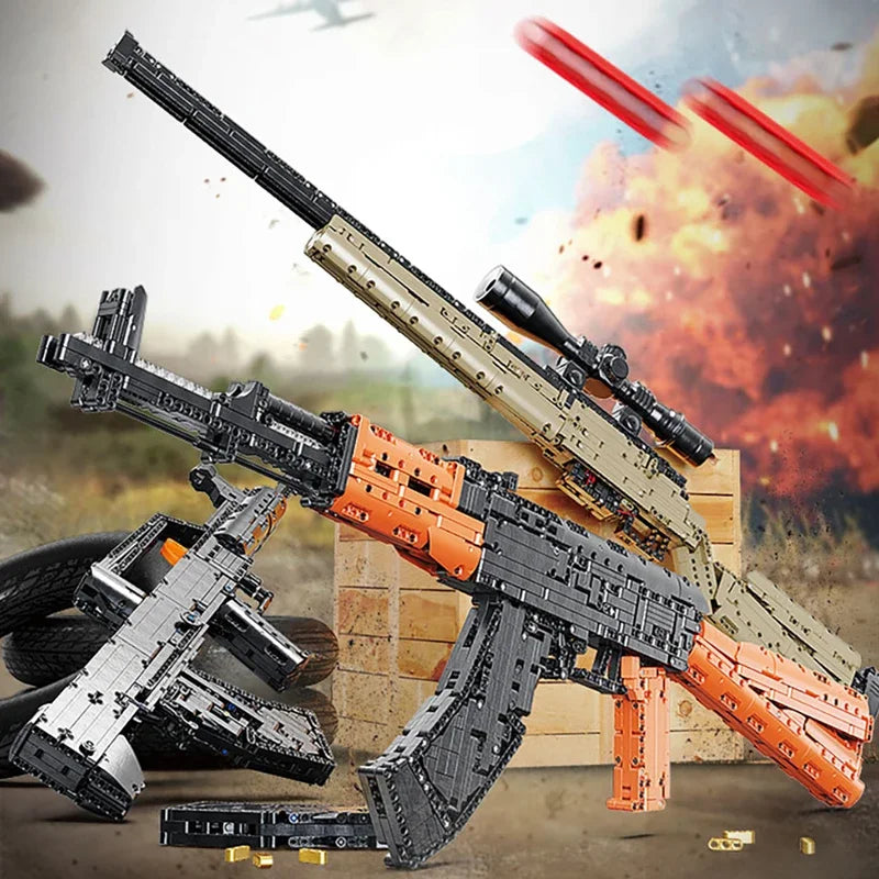 AK47 & AWM Sniper Gun Building Block Set – Military MOC Model Toy for Boys Holiday Gift