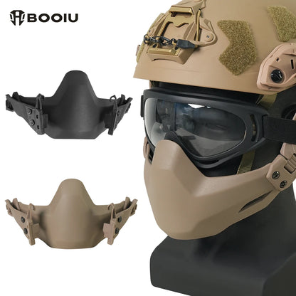 BOOIU Tactical Half-Face Folding Mask - Adjustable Nylon Protective Mask for Airsoft, Paintball, Hunting, and Wargame Gear