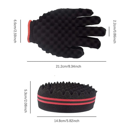 Men's Barber Hair Braider Set – Twist Sponge Gloves & Fork Comb for African Hair Styling & Salon Tools