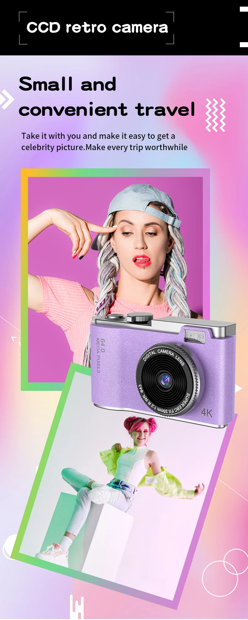 4K Digital Camera – 64MP Photography & Video Camcorder for Kids, Adults & Beginners | Rechargeable with 2.4 Inch Screen