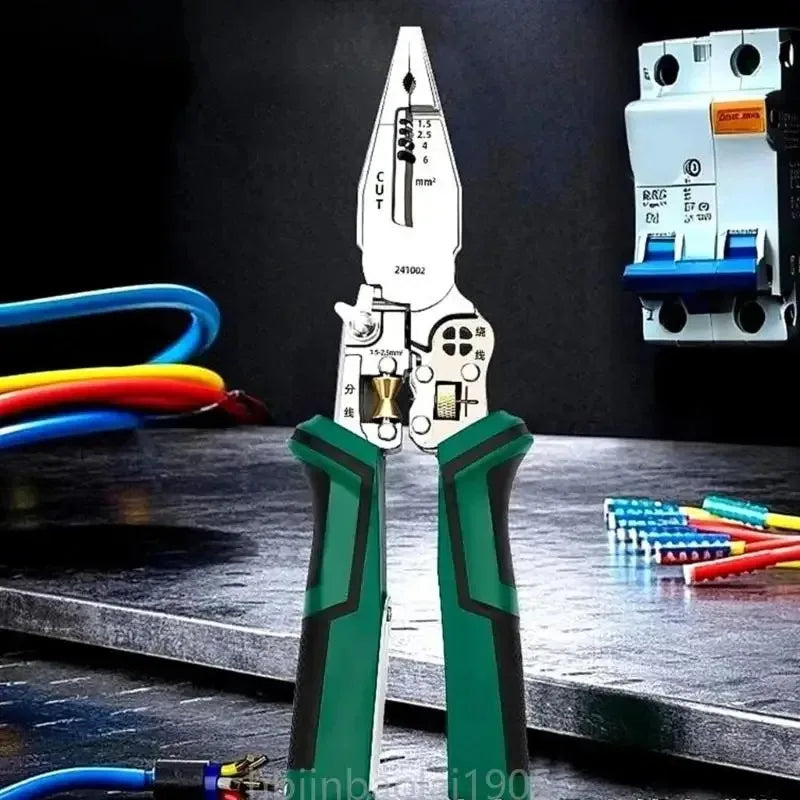 E74E 8-in-1 Wire Strippers - Electrical Measurement, Cutting & Wire Pulling Pliers