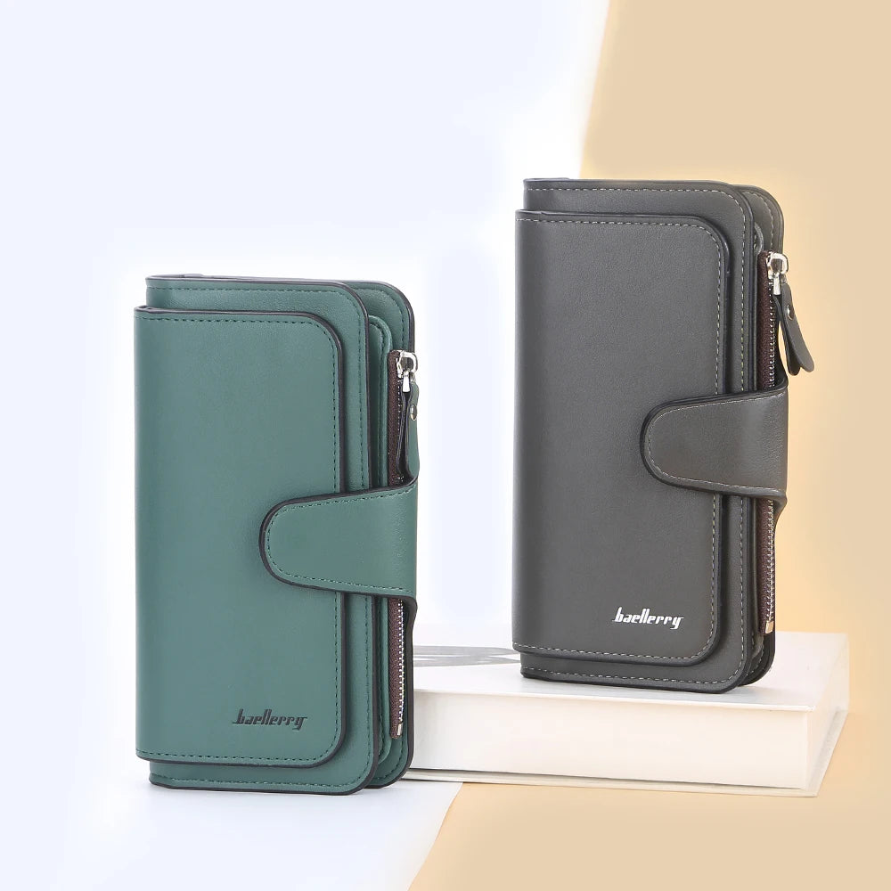 2024 Women’s Long Wallet – Custom Name Engraving, 15 Card Holders & Zippered Classic Purse