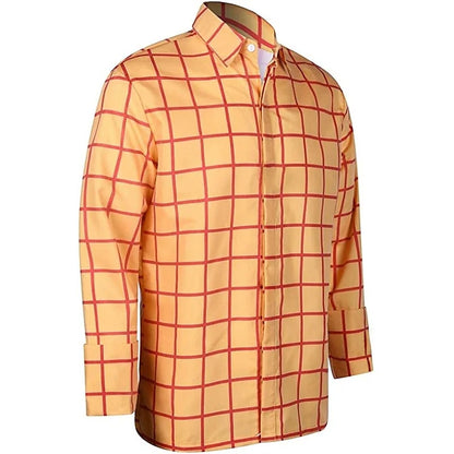 Men’s Plaid Long Sleeve Shirt - Casual 3D Printed Lapel Summer Shirt Unisex Fashion Top