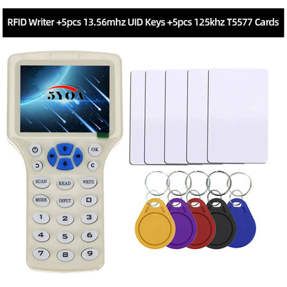 English 10-Frequency RFID Copier – USB NFC ID/IC Reader Writer, M1 13.56MHz Encrypted Duplicator & Programmer for UID Tag Key Cards