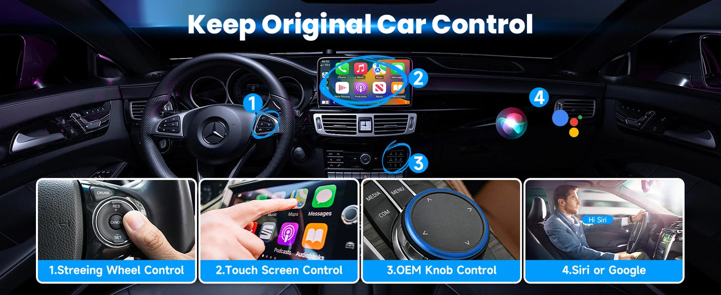 2-in-1 Wired to Wireless CarPlay & Android Auto Adapter — Plug & Play Wireless Car Multimedia Adapter