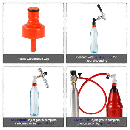 Home Brew Carbonation Cap & Line Cleaning Tool — Ball Lock Connector for Soda, Beer, PET Bottles