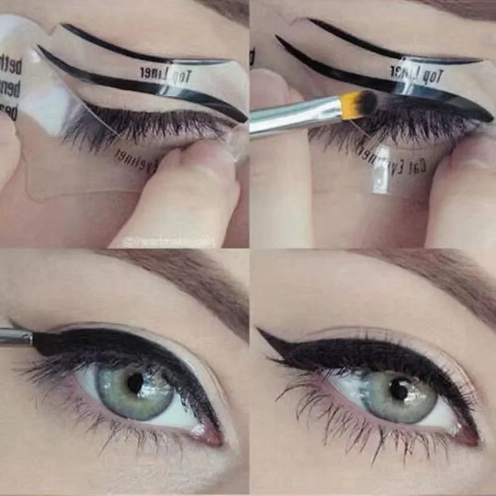 Eyeliner Stencils Set - Winged Eyeliner Shaping Template & Eyebrow Card for Eye Makeup Tools