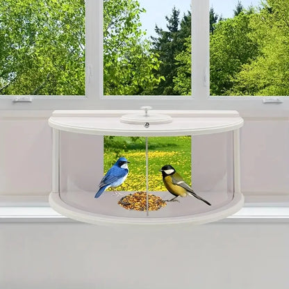 Window Bird Feeder - 180° Clear View Hanging Bird Feeding Tray for Easy Bird Watching & Outdoor Decor