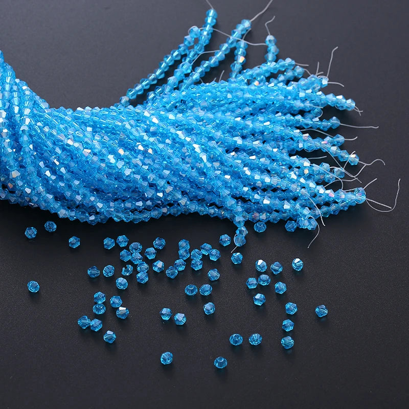 3/4mm Crystal Bicone Glass Beads - White Loose Faceted Beads for DIY Bracelets, Earrings & Jewelry Making