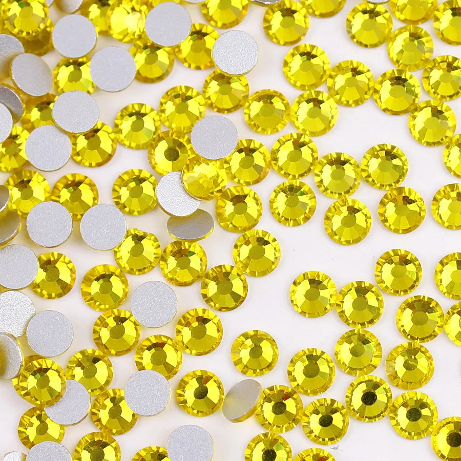 Glass Crystal Flatback Rhinestones SS6–SS30 Set – 7 Sizes Non-Hotfix Round Nail Art Beads for DIY Crafts & Decoration