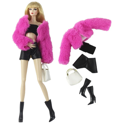 1:6 Scale Doll Clothes – Fur Coat Dress Outfit for 11.5" (30cm) Dolls, Multiple Styles, Gift for Girls