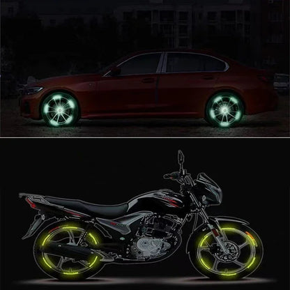 20pcs Reflective Car Wheel Hub Sticker: Luminous Rim Strips for Night Driving | Bike & Motorcycle Wheel Accessories