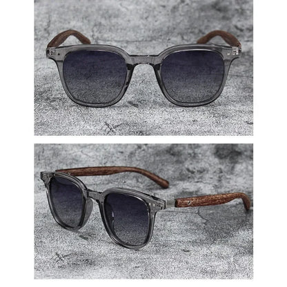 Retro Wood Grain Polarized Sunglasses for Men & Women – UV Protection Eyewear for Cycling, Outdoor & Street Photography