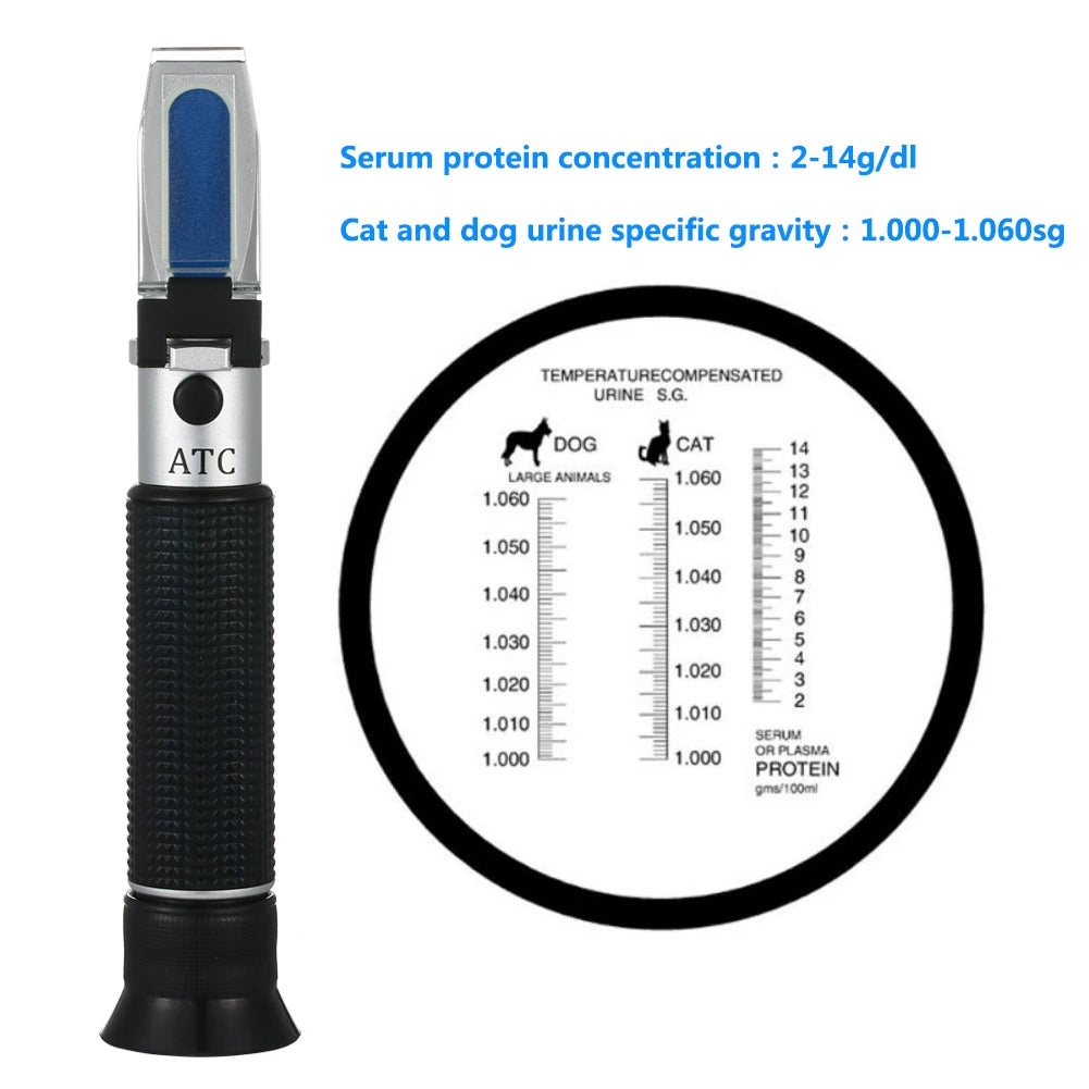 Animal Pet Refractometer | Urine Specific Gravity Tester for Dogs, Cats | Clinical Serum Plasma Protein Hemoglobin Tester | Veterinary Tools