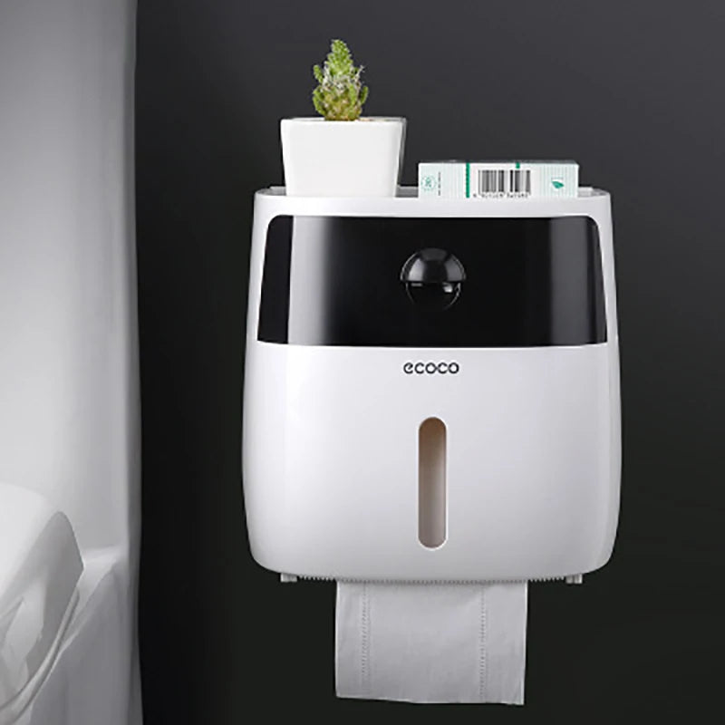 Portable Toilet Paper Holder - Wall-Mounted Bathroom Tissue Dispenser & Storage Box