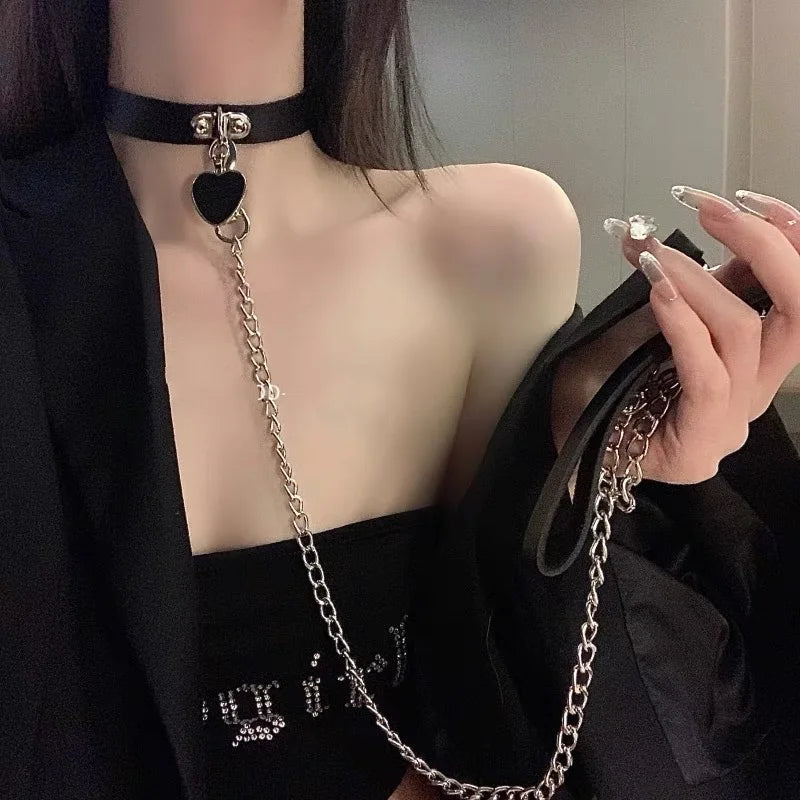 PU Leather Gothic Choker Collar Necklace - Punk Rivet Spike Bell Ring Cosplay Jewelry for Parties and Costumes