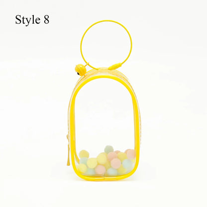 Transparent Jewelry Organizer Box – Plastic Storage Pouch with Keychain, Dustproof Case, Cute Doll Bag for Accessories
