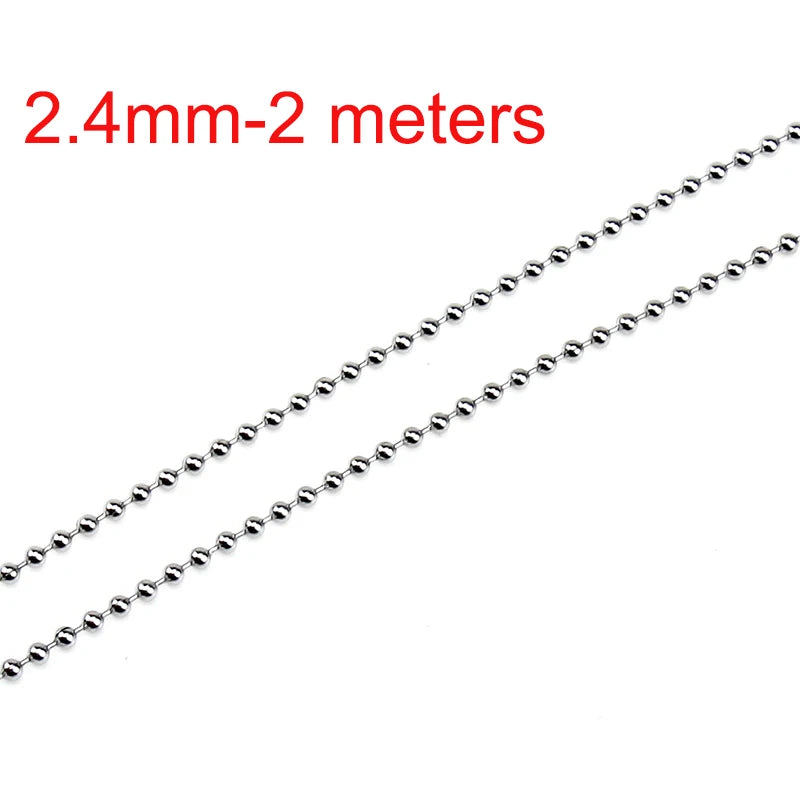 Stainless Steel Beaded Ball Chain - 1.5mm 2mm 2.4mm Bulk Jewelry Chain for DIY Necklaces & Craft Making Supplies
