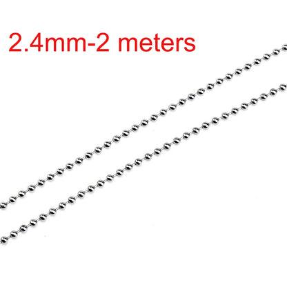 Stainless Steel Beaded Ball Chain - 1.5mm 2mm 2.4mm Bulk Jewelry Chain for DIY Necklaces & Craft Making Supplies