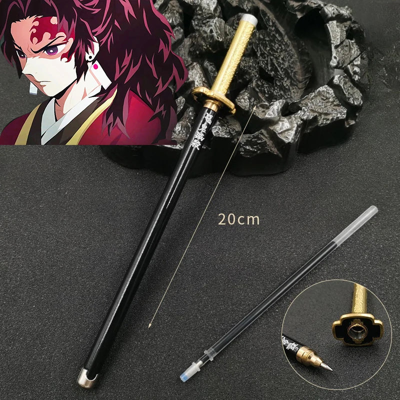 Demon Slayer Gel Pen - 0.5mm Black Ink Anime Sword Design Pen for Students, Cosplay Fans and Gifts