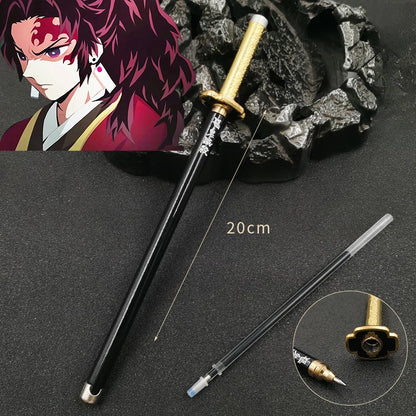 Demon Slayer Gel Pen - 0.5mm Black Ink Anime Sword Design Pen for Students, Cosplay Fans and Gifts