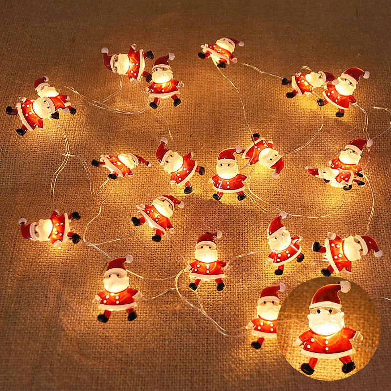 2M 20LED Santa Claus & Snowflake Light String – Christmas Decoration for Home, Xmas Tree, Kids Gift, and New Year 2025