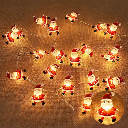 2M 20LED Santa Claus & Snowflake Light String – Christmas Decoration for Home, Xmas Tree, Kids Gift, and New Year 2025