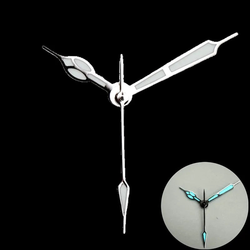 High-Quality Vintage Watch Hands - Polished BGW9 & C3 Luminescent Blue/Green Pointer for Seiko NH35/NH36 Movement Conversion