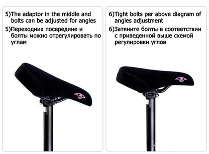Funsea Wheelie Bike Seat – Pink Flannelette Stunt Saddle for Girls with 8mm Rail & Embroidered Logo