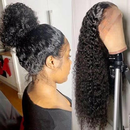250 Density 360 Full HD Lace Front Human Hair Wig – 30 Inch Pre-Plucked Glueless Deep Curly Wave 13x6 Frontal Wig