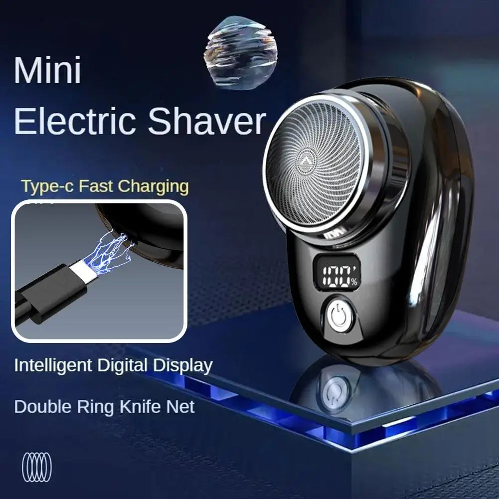 Portable Mini Electric Razor for Men – Cordless Pocket Beard Shaver with Digital Display