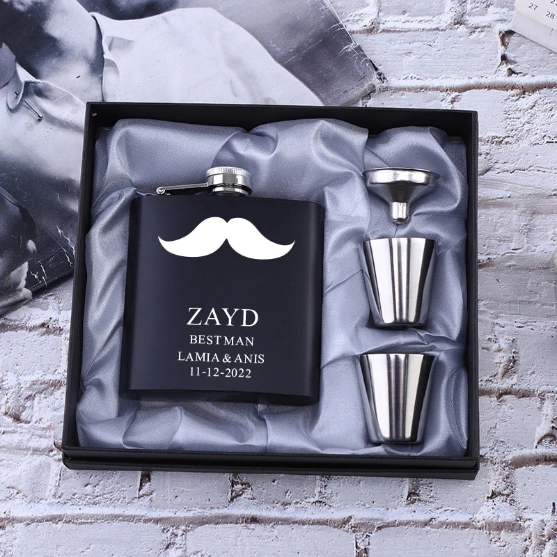 Personalized 6oz Stainless Steel Hip Flask – Engraved Christmas, Birthday, Valentine's Day Gift, Custom Logo for Wedding Favors   2/2