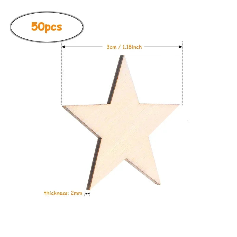 Wooden Star Shape Unfinished Cutouts – DIY Paintable Craft Blanks for Christmas Ornaments, Party & Home Decor