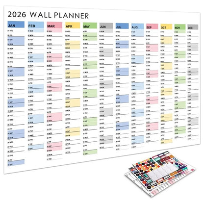 2026 Wall Calendar Planner - Annual Schedule Organizer with To-Do List Memo Pad & Agenda Tracker