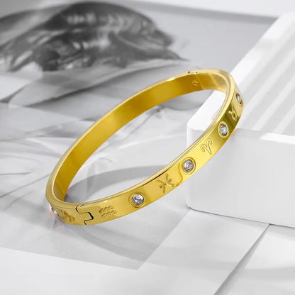 Stainless Steel Cuff Bracelet — Crystal Charm Bangle for Women, Fashion Jewelry