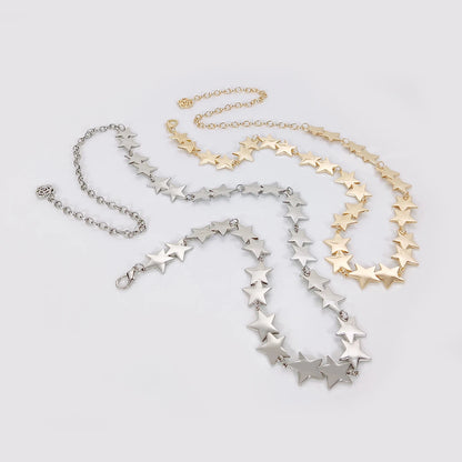 Y2K Star Chain Belt for Women - Adjustable Gold Silver Goth Punk Waist Accessory