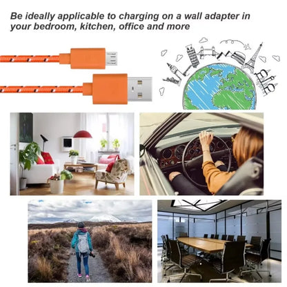2.4A Micro USB Cable – Nylon Braided 0.5m/1m/2m/3m for Data Sync & Charging, Compatible with Samsung, Huawei, Xiaomi, Android