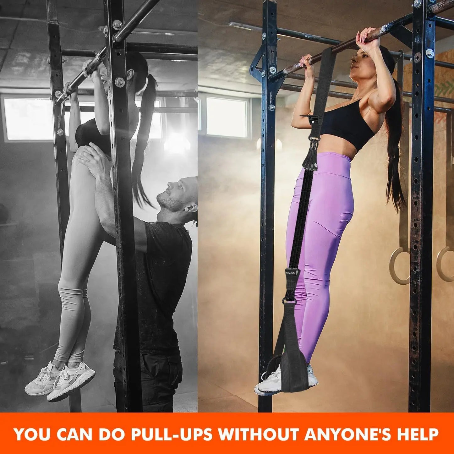 Pull-Up Assist Band with Elastic Rope – Home Fitness Power Trainer for Men, Latex Resistance Pull Bar