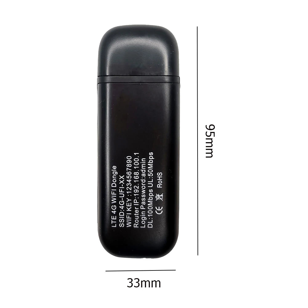 4G LTE USB Modem Dongle — 150Mbps Wireless WiFi Mobile Router with SIM Card Slot for Home & Office Pocket Hotspot