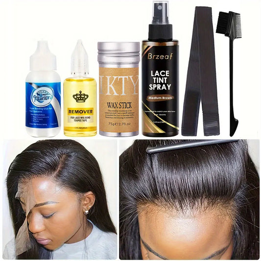 Waterproof Lace Wig Glue | 38ml Liquid Adhesive for Lace Front Wigs, Hair Wax Stick, Tint Spray & Elastic Melt Band