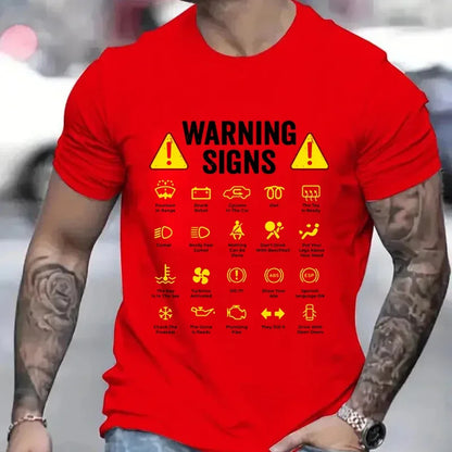 Funny Driving Warning T-Shirt - Men’s Auto Mechanic Graphic Tee for Summer Casual Style