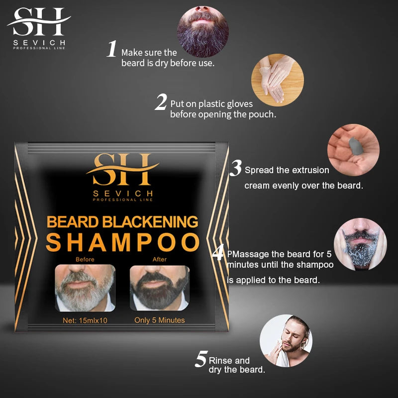 Black Beard Dye Cream - 3-Minute Fast Gray Coverage and Natural Beard Coloring