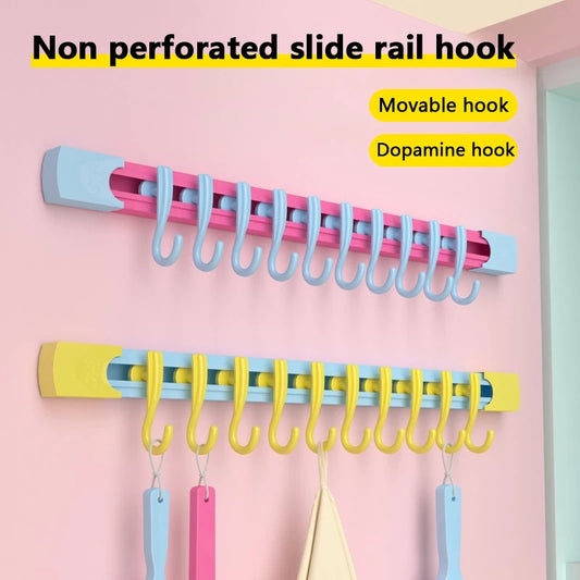Non-Perforated Sliding Rail Hooks – Universal Kitchen & Door Storage Hooks for Household Shelves